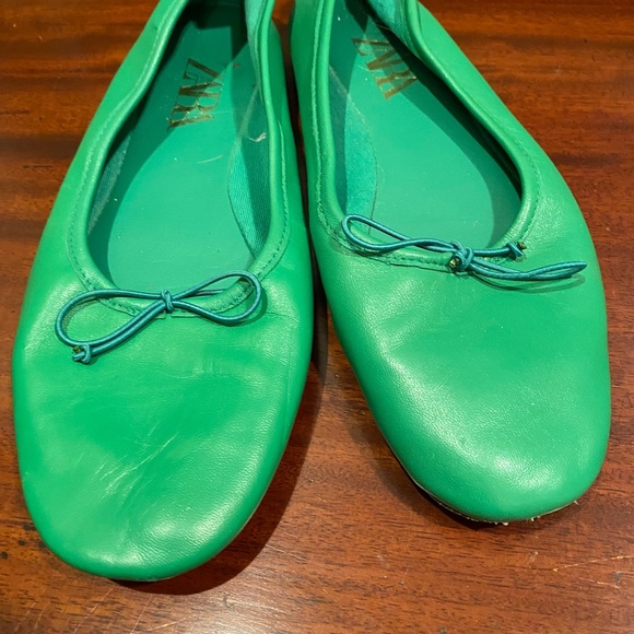 Zara Shoes Zara Green Ballet Flats Poshmark